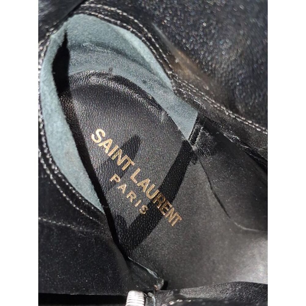 Saint Laurent Paris Fold Over Studded Booties in Black Leather - Picture 9 of 9